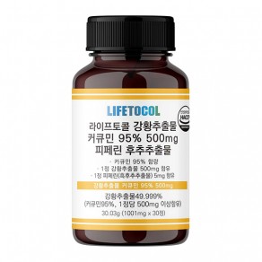 [라이프토콜] 강황추출물 커큐민 95% 피페린 후추추출물 (1,001mg*30정)