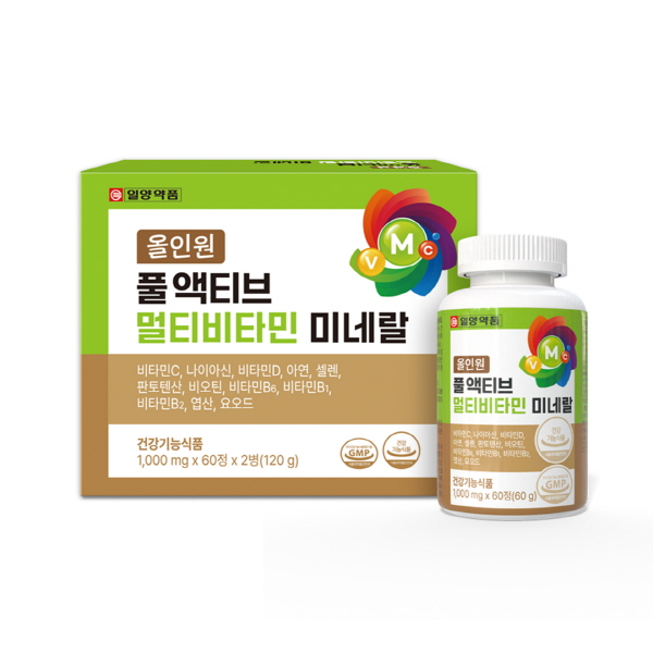 [일양약품] 올인원 풀 액티브 멀티비타민 미네랄 (1,000mg*60정*2ea(120g))